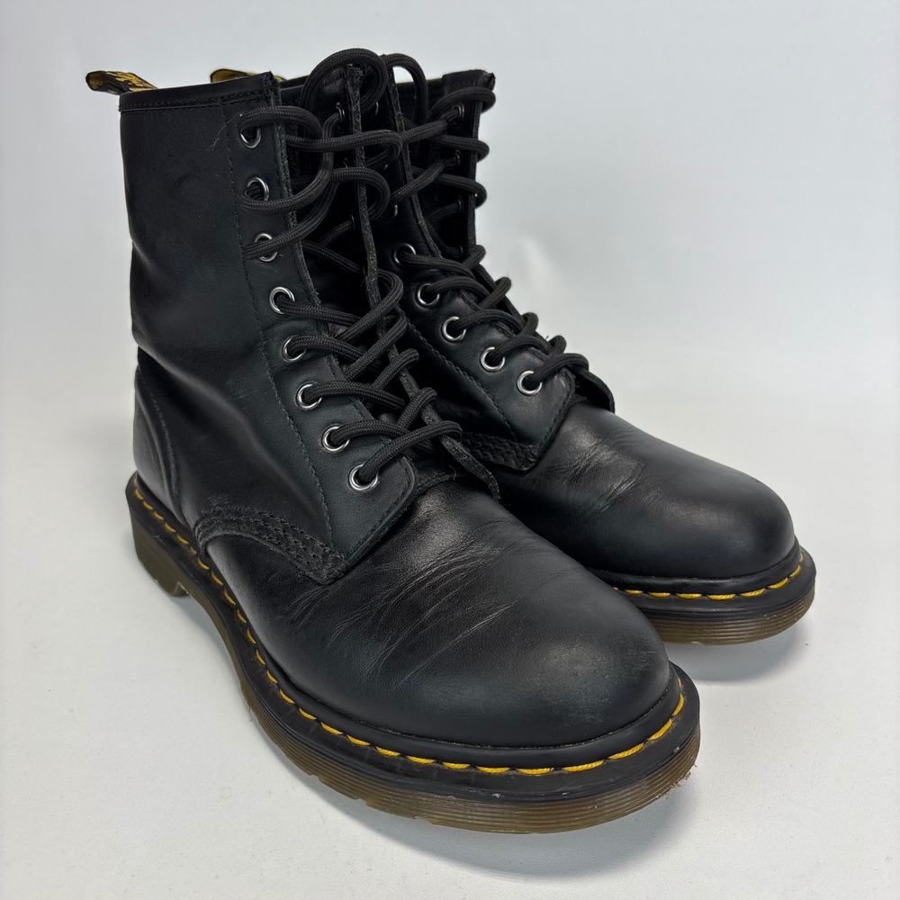 Dr. Martens 1460 W Smooth Leather Lace Up Boots Womens 8 Black 8-Eye Combat